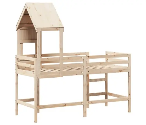 Augstā Gulta Ar Jumtu, 90X190 Cm, Priedes Masīvkoks Vidaxl