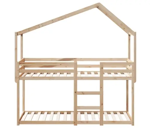 Divstāvu Gulta Ar Jumtu, 90X200 Cm, Priedes Masīvkoks Vidaxl