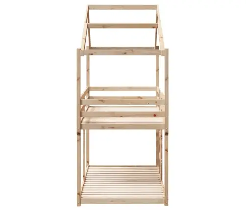 Divstāvu Gulta Ar Jumtu, 90X200 Cm, Priedes Masīvkoks Vidaxl