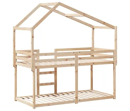 Divstāvu Gulta Ar Jumtu, 80X200 Cm, Priedes Masīvkoks Vidaxl