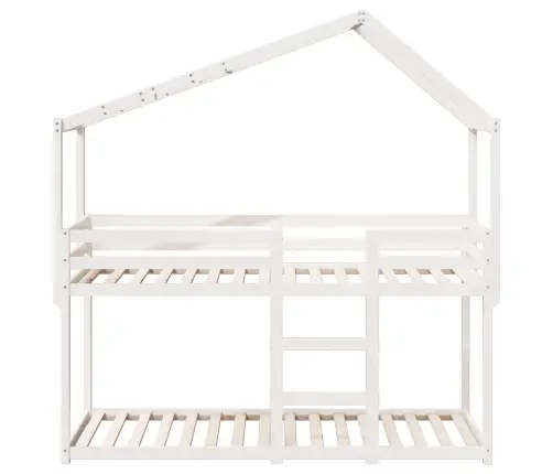 Divstāvu Gulta Ar Jumtu, Balta, 80X200 Cm, Priedes Masīvkoks Vidaxl