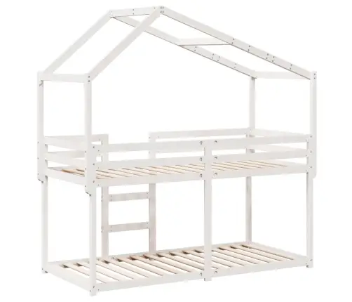 Divstāvu Gulta Ar Jumtu, Balta, 80X200 Cm, Priedes Masīvkoks Vidaxl