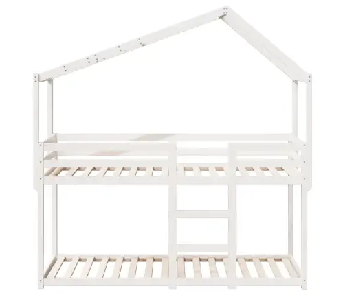 Katusega Narivoodi, Valge, 90 X 190 cm Männipuit