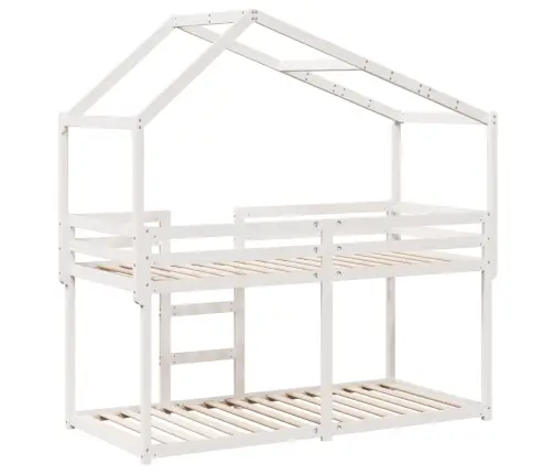 Katusega Narivoodi, Valge, 90 X 190 cm Männipuit