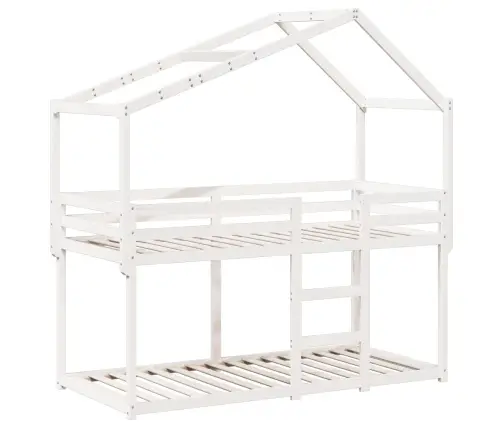 Katusega Narivoodi, Valge, 90 X 190 cm Männipuit