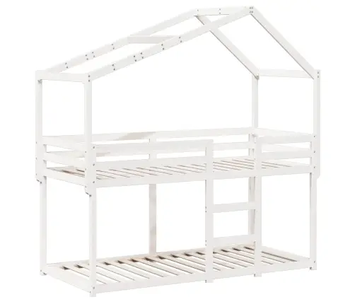 Katusega Narivoodi, Valge, 75 X 190 cm Männipuit