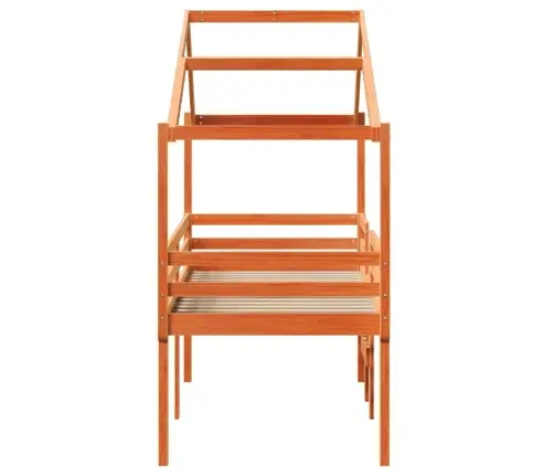 Augstā Gulta Ar Jumtu Vaska Brūnas 90X200 Cm Priedes Masīvkoks Vidaxl