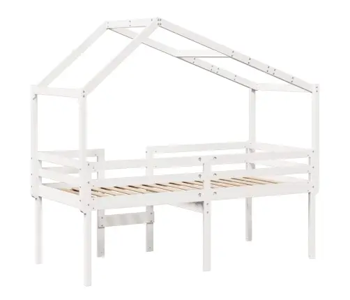 Aukšta Lova Su Stogu, Balta, 80X200cm Pušies Medienos Masyvas