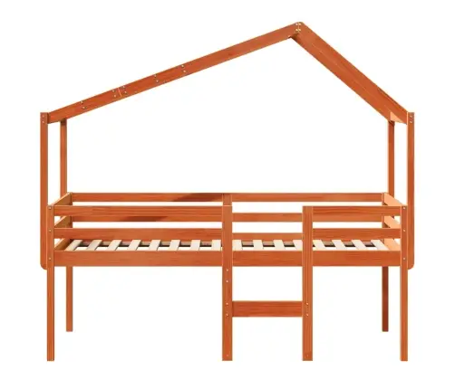 Augstā Gulta Ar Jumtu Vaska Brūnas 80X200 Cm Priedes Masīvkoks Vidaxl