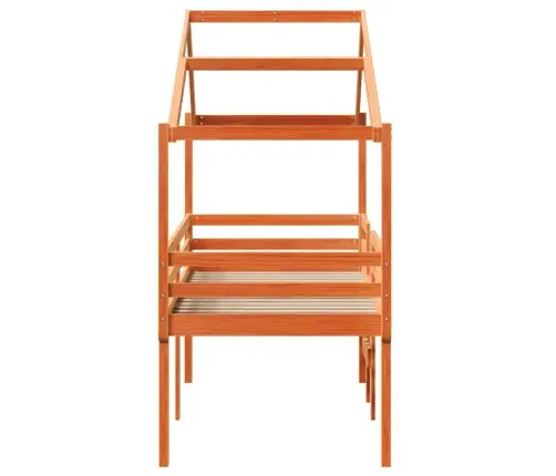 Augstā Gulta Ar Jumtu Vaska Brūnas 80X200 Cm Priedes Masīvkoks Vidaxl