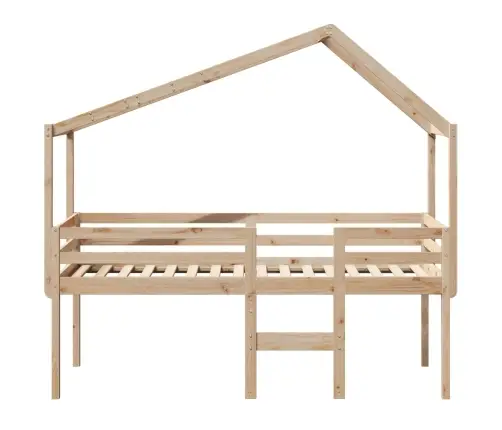 Augstā Gulta Ar Jumtu, 90X190 Cm, Priedes Masīvkoks Vidaxl