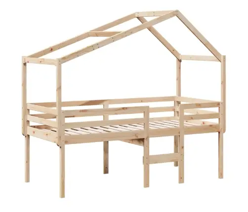 Augstā Gulta Ar Jumtu, 75X190 Cm, Priedes Masīvkoks Vidaxl