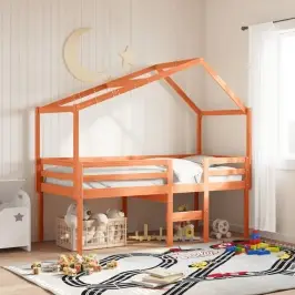 Augstā Gulta Ar Jumtu Vaska Brūnas 75X190 Cm Priedes Masīvkoks Vidaxl