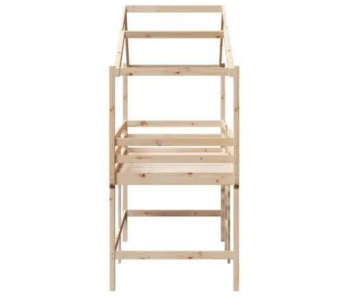 Aukšta Lova Su Kopėčiomis Ir Stogu, 90X200cm Pušies Masyvas