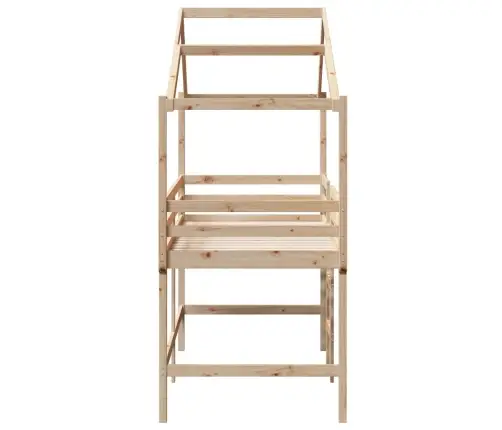 Kõrge Voodi Redeli Ja Katusega, 90X190 cm Männipuit