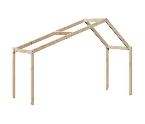 Kõrge Voodi Redeli Ja Katusega, 90X200 cm Männipuit