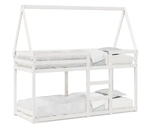 Bērnu Gulta Ar Jumtu, Balta, 90X200 Cm, Priedes Masīvkoks Vidaxl