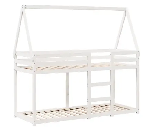 Bērnu Gulta Ar Jumtu, Balta, 90X200 Cm, Priedes Masīvkoks Vidaxl