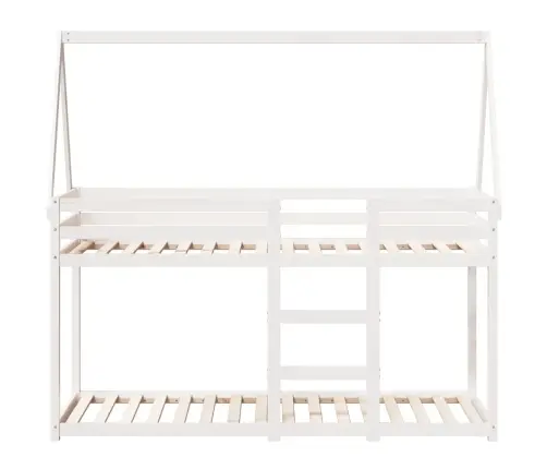 Bērnu Gulta Ar Jumtu, Balta, 90X200 Cm, Priedes Masīvkoks Vidaxl