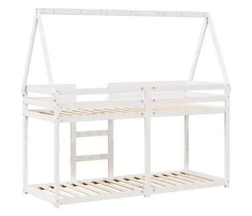 Bērnu Gulta Ar Jumtu, Balta, 90X200 Cm, Priedes Masīvkoks Vidaxl