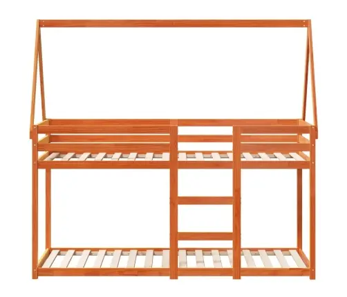 Vaikiška Lova Su Stogeliu, Vaško Ruda, 90X200cm Pušies Masyvas