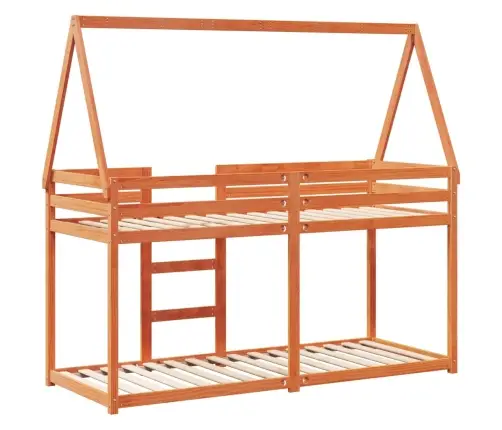 Vaikiška Lova Su Stogeliu, Vaško Ruda, 90X200cm Pušies Masyvas