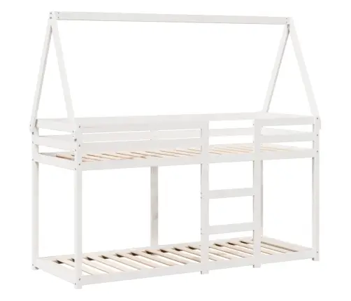 Katusega Narivoodi, Valge, 90 X 200 cm Männipuit