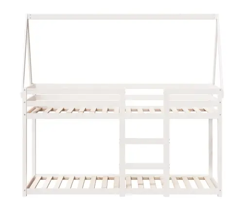 Katusega Narivoodi, Valge, 90 X 200 cm Männipuit