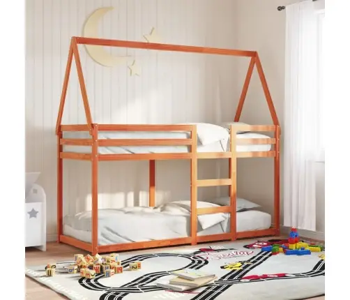 Katusega Narivoodi, Vahapruun, 80 X 200 cm Männipuit