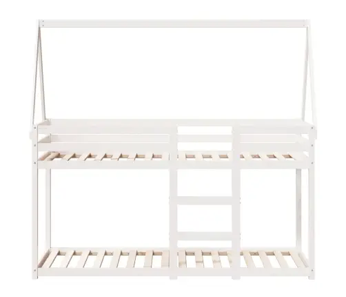 Katusega Narivoodi, Valge, 90 X 190 cm Männipuit