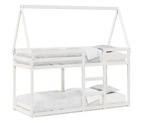 Katusega Narivoodi, Valge, 75 X 190 cm Männipuit