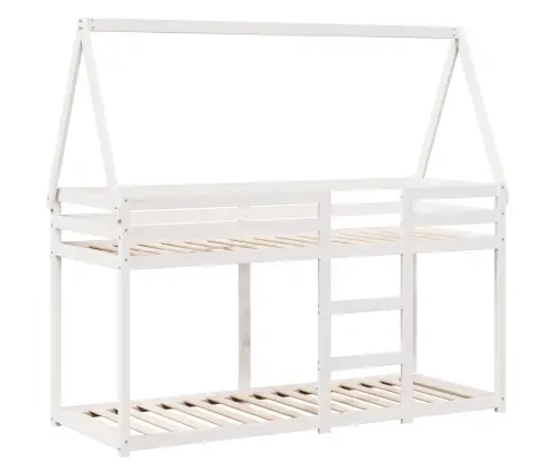 Katusega Narivoodi, Valge, 75 X 190 cm Männipuit