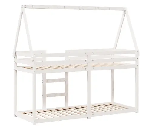 Katusega Narivoodi, Valge, 75 X 190 cm Männipuit