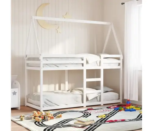 Katusega Narivoodi, Valge, 75 X 190 cm Männipuit