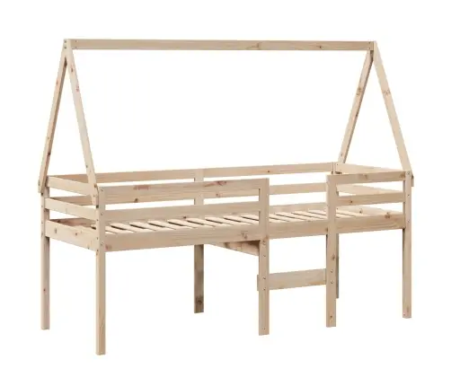 Augstā Gulta Ar Jumtu, 80X200 Cm, Priedes Masīvkoks Vidaxl