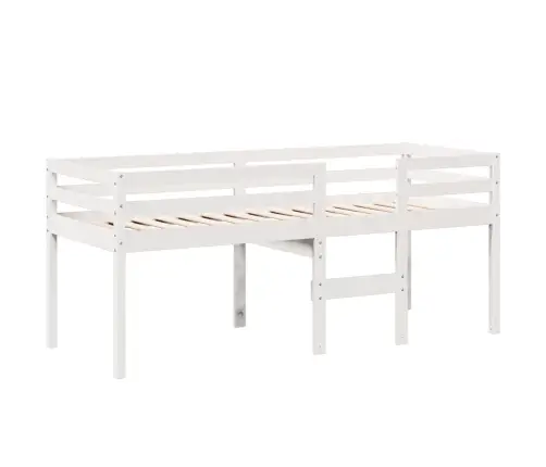 Augstā Gulta Ar Jumtu, Balta, 80X200 Cm, Priedes Masīvkoks Vidaxl