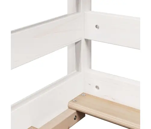 Augstā Gulta Ar Jumtu, Balta, 80X200 Cm, Priedes Masīvkoks Vidaxl