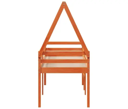 Augstā Gulta Ar Jumtu Vaska Brūnas 80X200 Cm Priedes Masīvkoks Vidaxl