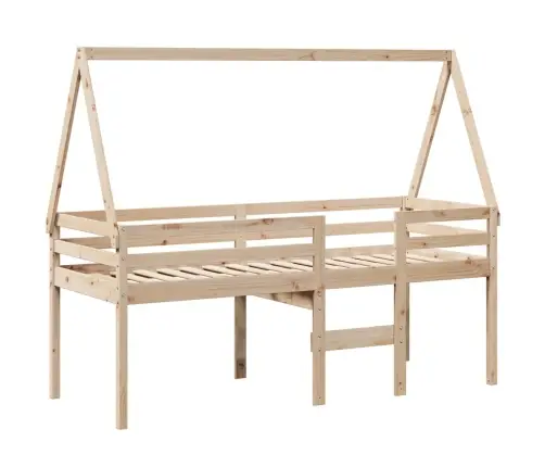 Aukšta Lova Su Stogu, 90X190cm Pušies Medienos Masyvas