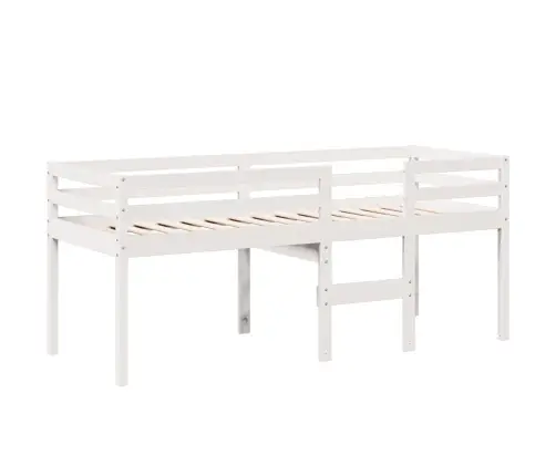 Augstā Gulta Ar Jumtu, Balta, 90X190 Cm, Priedes Masīvkoks Vidaxl