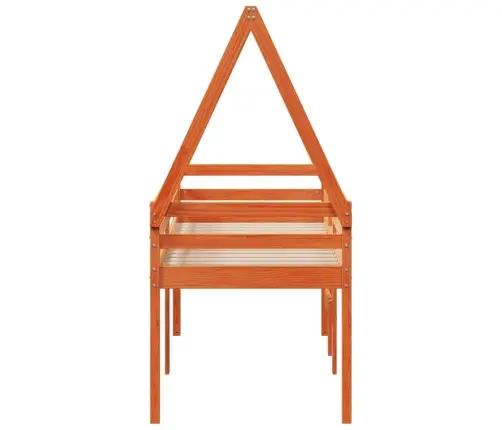 Augstā Gulta Ar Jumtu Vaska Brūnas 90X190 Cm Priedes Masīvkoks Vidaxl