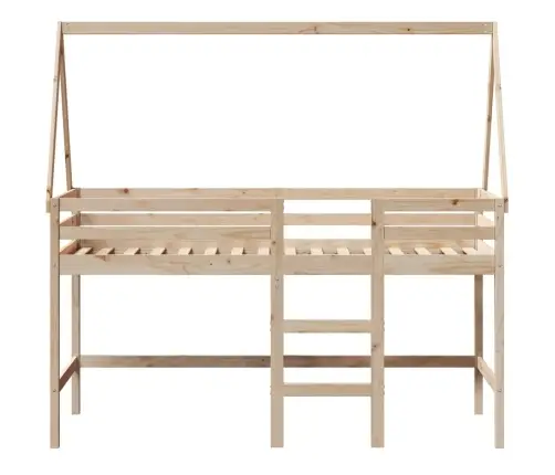 Augstā Gulta Ar Jumtu, 90X200 Cm, Priedes Masīvkoks Vidaxl