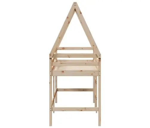 Augstā Gulta Ar Jumtu, 90X200 Cm, Priedes Masīvkoks Vidaxl