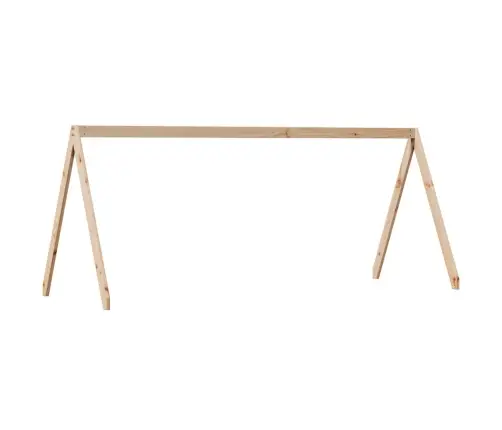 Kõrge Voodi Redeli Ja Katusega, 80 X 200 cm Männipuit