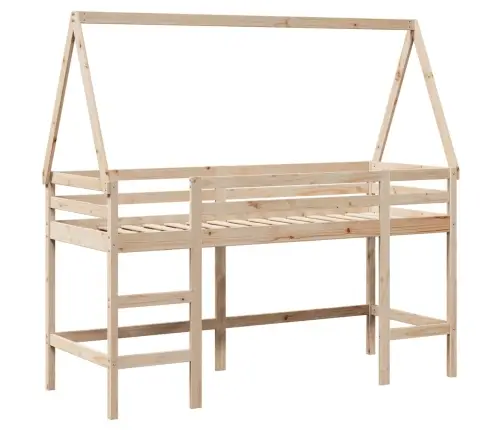 Augstā Gulta Ar Jumtu, 90X190 Cm, Priedes Masīvkoks Vidaxl