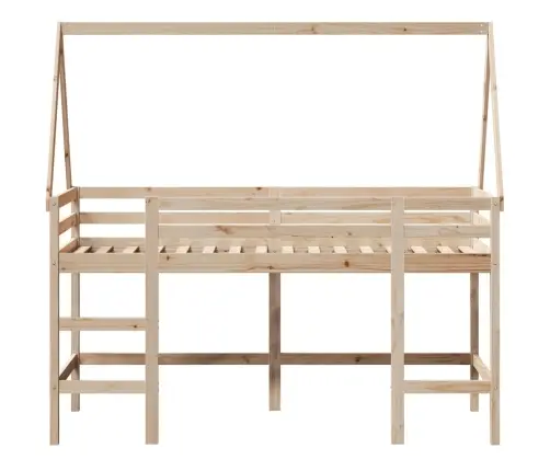 Augstā Gulta Ar Jumtu, 90X190 Cm, Priedes Masīvkoks Vidaxl