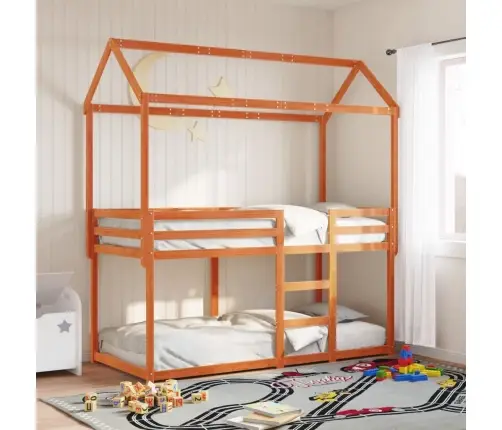 Katusega Narivoodi, Vahapruun, 90 X 200 cm Männipuit