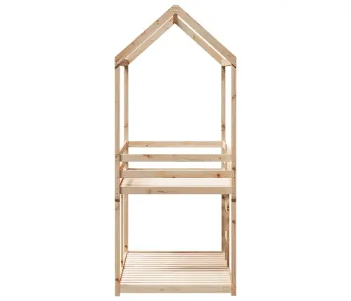 Divstāvu Gulta Ar Jumtu, 90X200 Cm, Priedes Masīvkoks Vidaxl