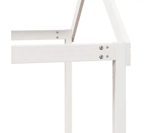 Katusega Narivoodi, Valge, 90 X 200 cm Männipuit