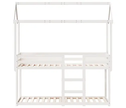 Katusega Narivoodi, Valge, 80 X 200 cm Männipuit